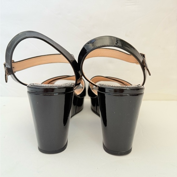 Prada Black Patent leather Wedge peep toe Criss cross sandals EU 40 - Picture 6 of 8